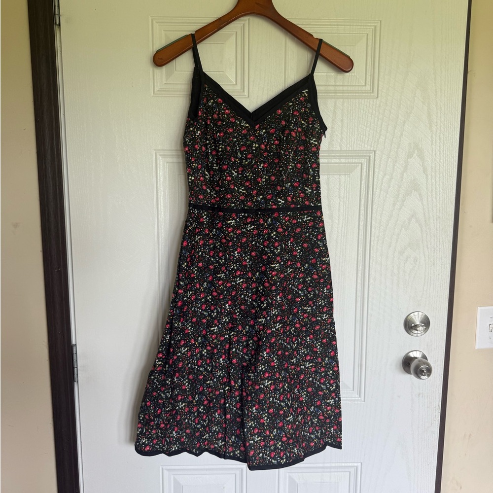 2 for $15 sale: JS signature black floral print a-line dress tea length